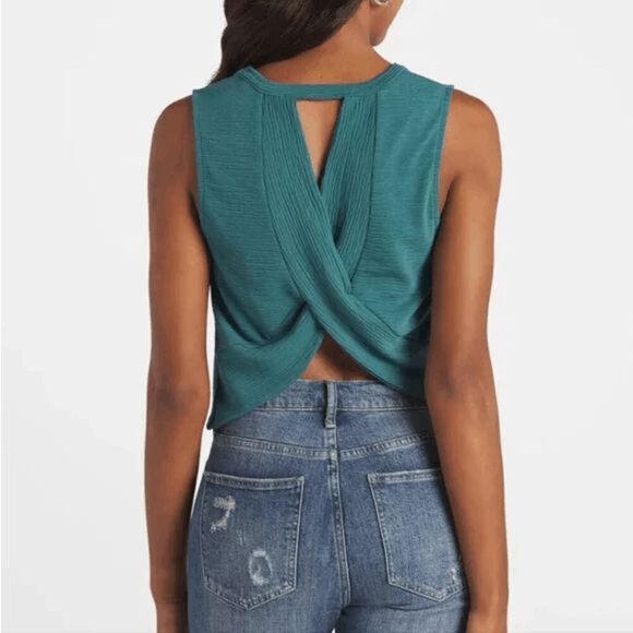 Heatherly NWT Women's Jerash Back Cross‎ Detail Teal Knit Top Size XL - Picture 6 of 6